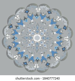 Blue and white pattern on the gray background