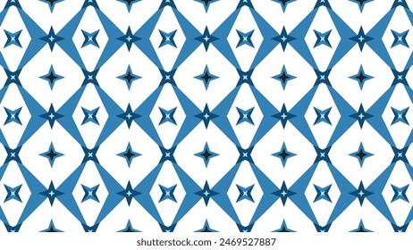 a blue and white pattern with  Stars, a Batik pattern