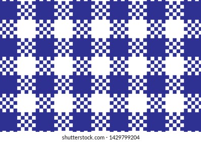 Blue and white pattern tablecloths - flags, clothing items, decorations, arabic costumes and other textile items, web designs - vector illustration