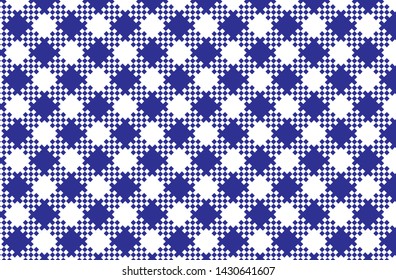 Blue and white pattern tablecloths - flags, clothing items, decorations, arabic costumes and other textile items, web designs - vector illustration