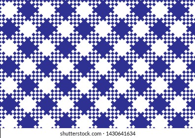 Blue and white pattern tablecloths - flags, clothing items, decorations, arabic costumes and other textile items, web designs - vector illustration