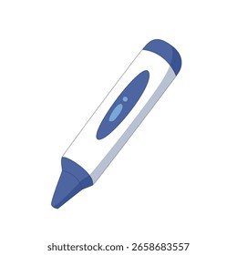 Un bolígrafo azul y blanco con una punta azul