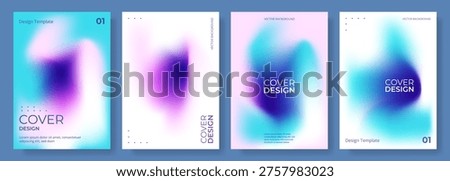 Blue, white and pink abstract modern poster or vertical background vector set. A4 resolution holographic gradient cover design for brochure, book, flyer, poster, banner, annual report presentation.