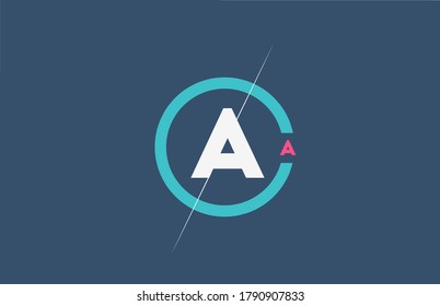 blue white pink A alphabet letter logo icon. Circle company and business design