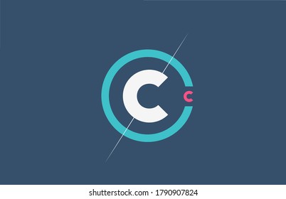 blue white pink C alphabet letter logo icon. Circle company and business design