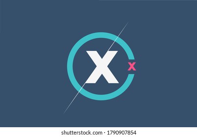 blue white pink X alphabet letter logo icon. Circle company and business design