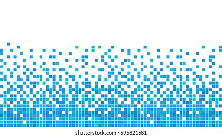 Blue and white pixel background.  Abstract digital vector Illustration. Modern technology design. Hi tech wallpaper.