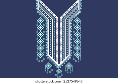 blue and white pixel design Navy background designed for cover, neckline, neckline design