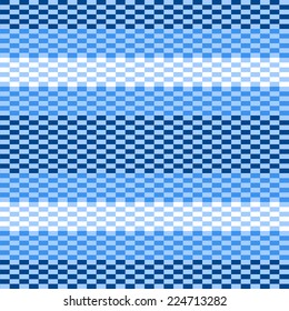 Blue and white pixelated striped geometric seamless pattern, vector