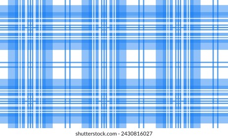 Blue and white plaid fabric texture as a background	