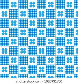 blue white plaid and blue flower checkered pattern background vector illustration image