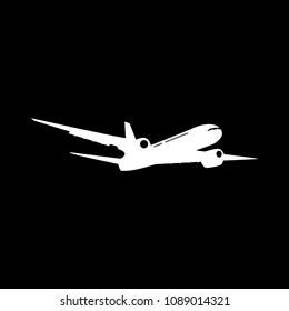 Blue and white plane vector icon
