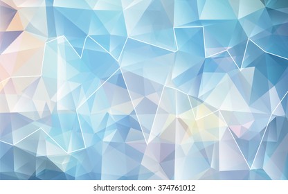 Blue White Polygonal Mosaic Background. Vector illustration. Creative Design. White line can be removed.