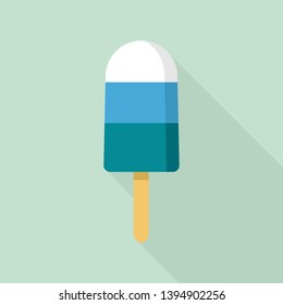 Blue white popsicle icon. Flat illustration of blue white popsicle vector icon for web design