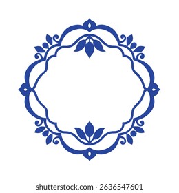 Blue White Porcelain Floral Frame Design