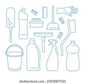 A blue and white poster set for spring cleaning and washing sale.