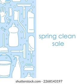 A blue and white poster for spring cleaning and washing.