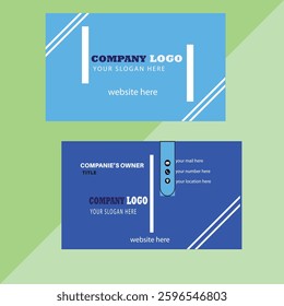 Blue and White professional business card design.