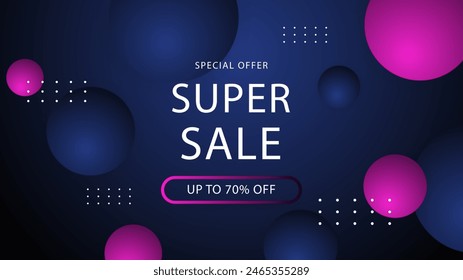 Azul blanco y violeta violeta gradiente de Vector mega súper venta de fondo. Vector super venta diseño de Plantilla. Gran oferta especial de ventas. Fondo de fiesta de fin de temporada
