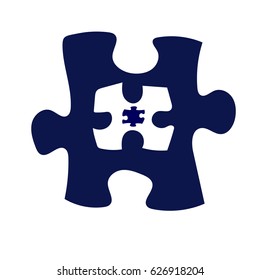 Blue and white puzzle on the white background.Vector illustration