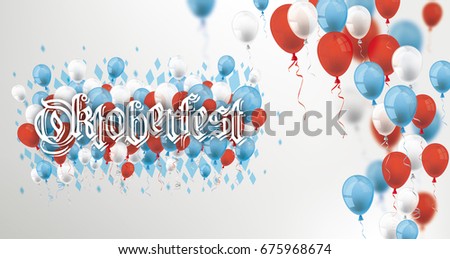 Blue, white and red balloons with text Oktoberfest. Eps 10 vector file.