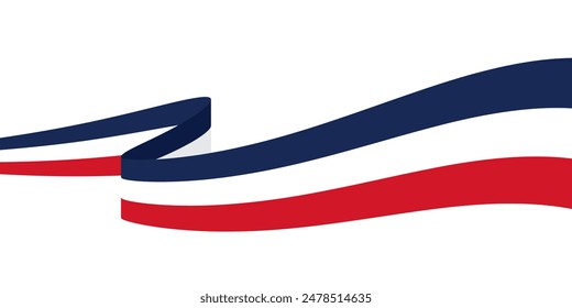  Blue, white and red colored curved border background, as the colors of the national flag of France. Flat vector illustration.

