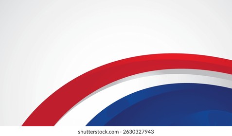 Blue white red flag abstract curve background
