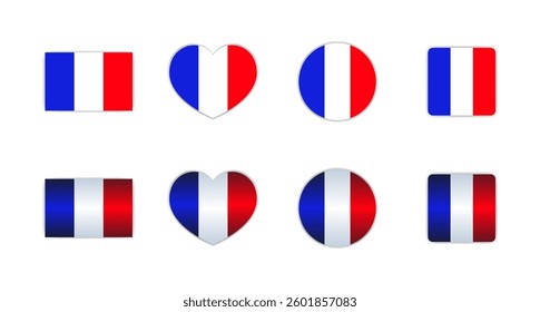 Blue, white and red, french tricolor flag and shape