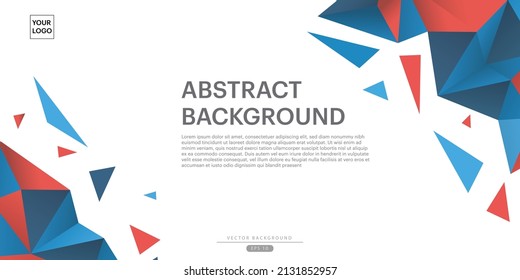 Blue, white, Red, Mosaic Background with Triangle Pattern, Creative Abstract Design Vector Templates backdrops, covers