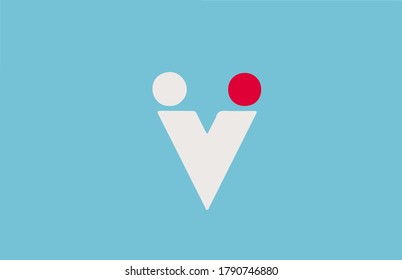 blue white red V alphabet letter logo icon. Simple design for company and business