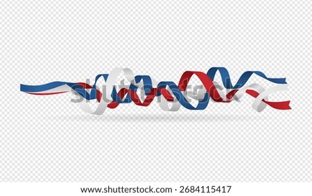 blue, white, and red wavy ribbon flag fluttering suitable for independence day