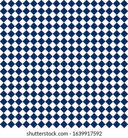 Blue and White rhombuses. Diagonal checkered background. Argyle plaid. Seamless fabric texture. Vector illustration