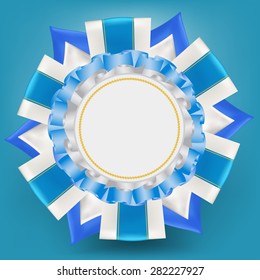 Blue white ribbon rosette