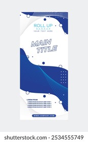 Blue and white roll up design Vector Premium EPS 10