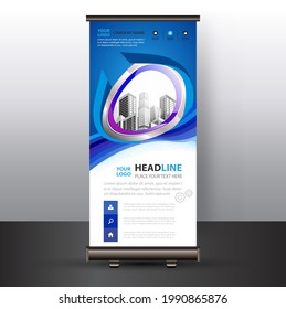 Blauer Rollup-Banner