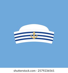 blue and white sailor hat illustration