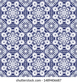 Blue - white seamelss ornamental vector Christmas background