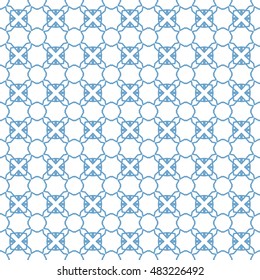 Blue and white seamless geometric line pattern, monochrome graphic background.
