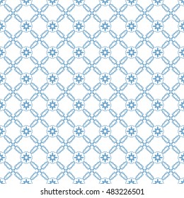 Blue and white seamless geometric line pattern, monochrome graphic background.