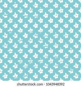 Blue and white seamless pattern with cute little stars and shabby vintage texture. Beautiful childish vector illustration. 