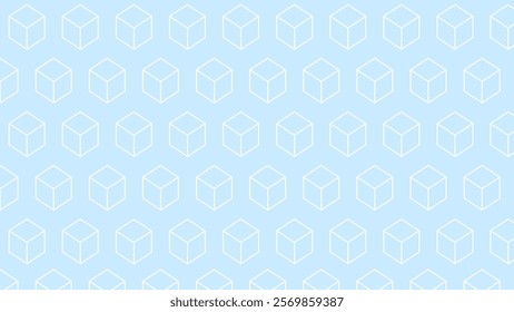 Blue and white seamless pattern  with elements cubes