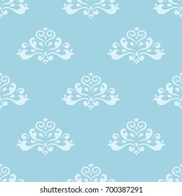 Blue and white seamless pattern. Floral and abstract ornamental background. Vector illustration