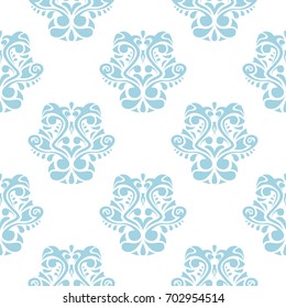 Blue and white seamless pattern. Floral and abstract ornamental background. Vector illustration