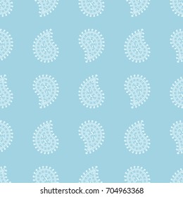 Blue and white seamless pattern. Floral and abstract ornamental background. Vector illustration