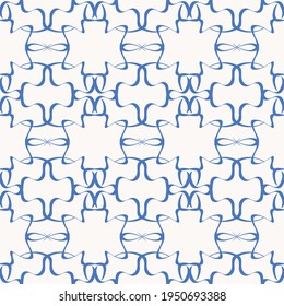 Patrón transparente azul y blanco.  Ornamento geométrico con una.  Ilustración del vector  