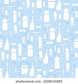 A blue and white seamless pattern for spring cleaning sale.