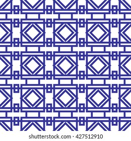 Blue and white seamless pattern. Stock vector.
