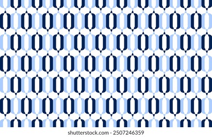 Blue and white seamless pattern, blue and white texture, two tone blue diamond, oval checkerboard repeat pattern, replete image, design for fabric printing, hexagon