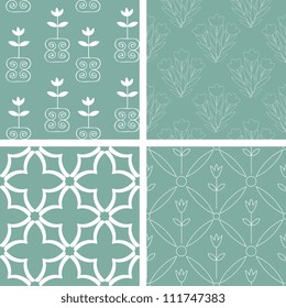 Blue and white seamless patterns collection