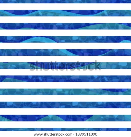 Blue and white seamless stripe pattern. Beautiful classic marine background in vector.